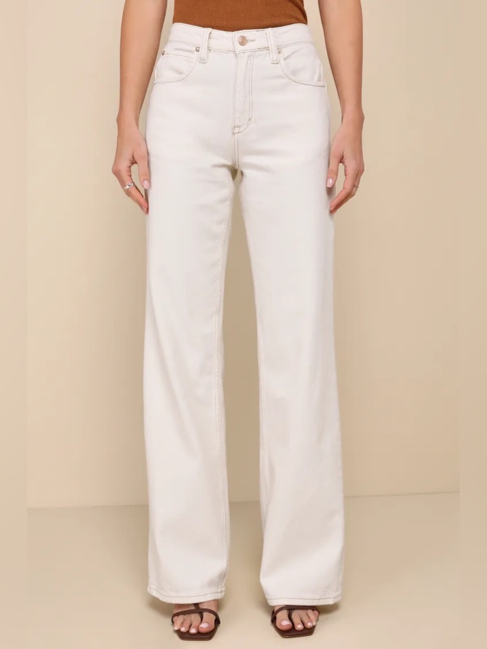 FREE PEOPLE We The Free Tinsley Baggy High-Rise Jeans-Ivory-Size 26 NWT